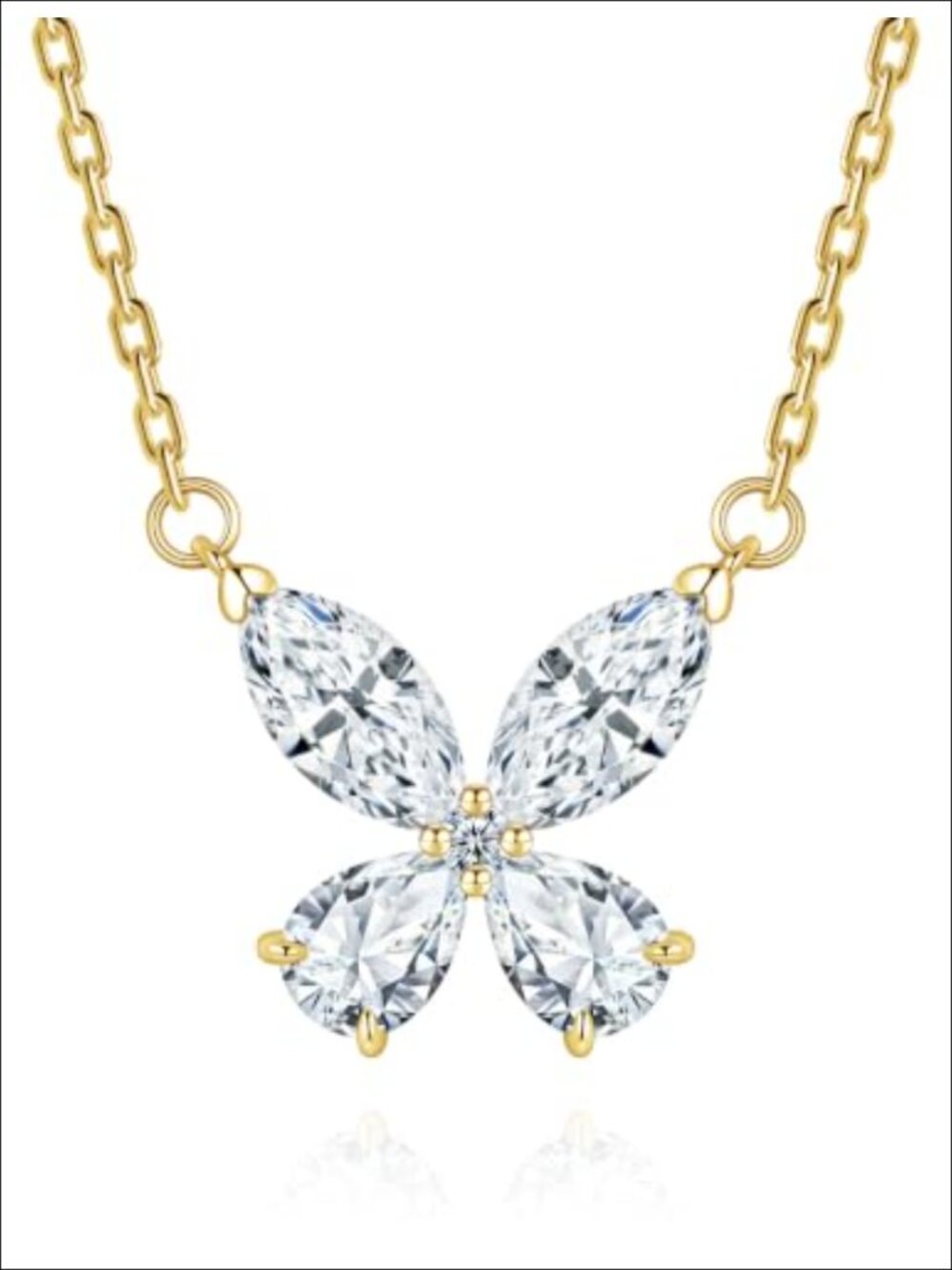 Moissanite Butterfly Pendant Necklace 925 Sterling Silver 18K Gold Plated